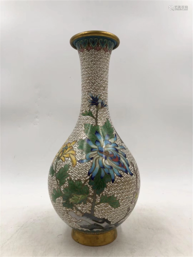 A WHITE GROUND CLOISONNE ENAMEL FLOWER-BIRD …