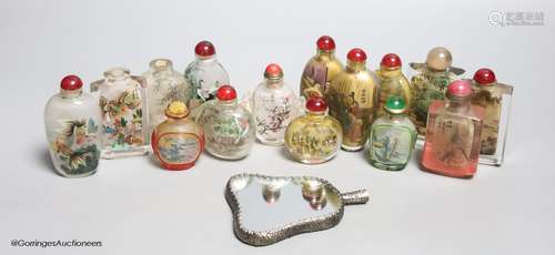 Fifteen Chinese glass painted snuff bottles