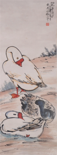 A CHINESE PAINTING DEPICTING GEESE