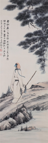 A CHINESE PAINTING OF SCHOLAR AND PINE TREE