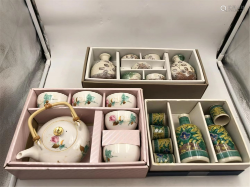 THREE SETS OF JAPANESE TEA WARES AND WINE WARES