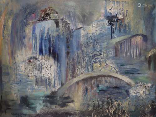 W. Lewy, oil on canvas, Abstract landscape, signed and dated...