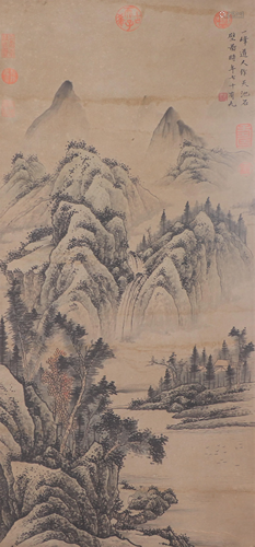 A CHINESE PAINTING OF LANDSCAPE AND FIGURE