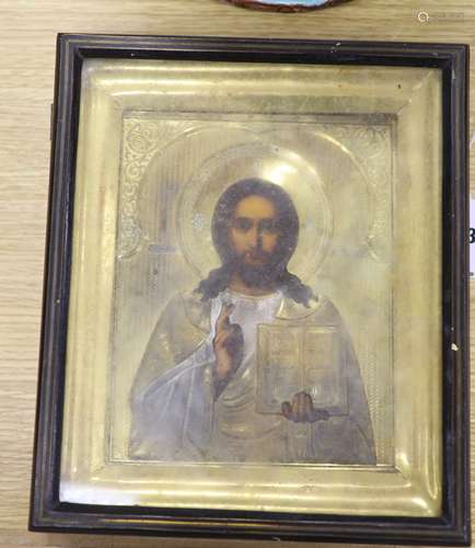 19th century Russian School, tempera on panel, Icon of Chris...