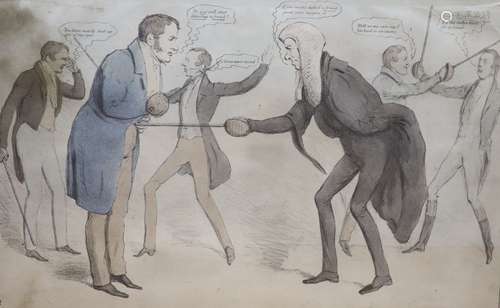 Thomas McLean publ., coloured lithograph, A game of Cudgels,...