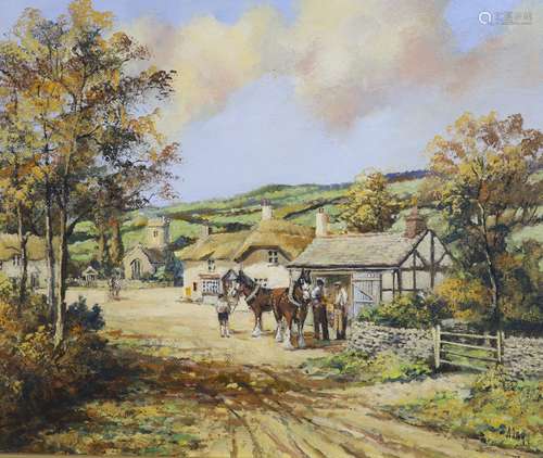 Alan King, oil on canvas, 'Visit to the Smithy', signed, 24 ...