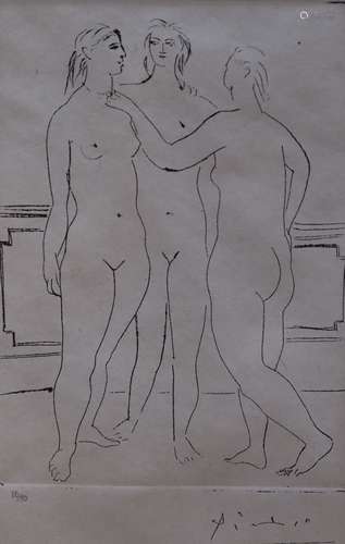 After Picasso, limited edition print, Freestanding nudes, si...