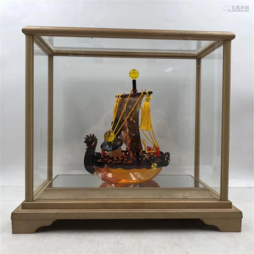 A TORTOISE-SHELL PHOENIX HEAD SAILBOAT DECORATION