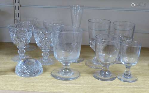 A small collection of wine and ale glasses, rummer height 15...