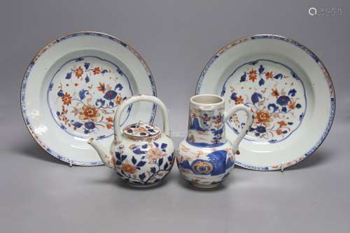 A pair of 18th century Chinese Imari style dishes, diameter ...