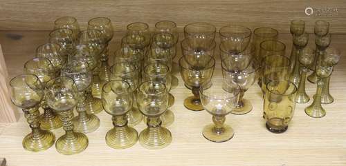 A large collection of roemer and humpen type drinking glasse...