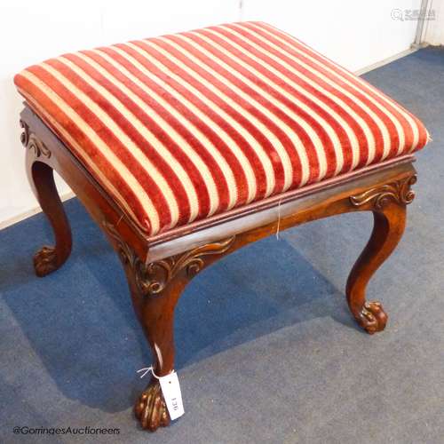 A mid 19th century rosewood stool, stamped W. Baldwin, 53 cm...