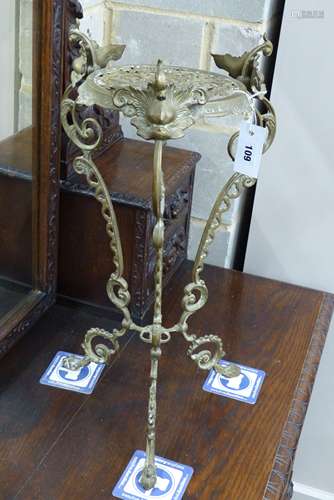 A cast brass jardiniere stand, height 60cm