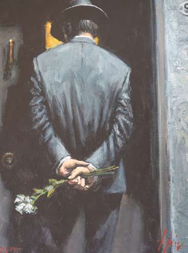 Fabian Perez, hand embellished canvas on board, Surprise at ...