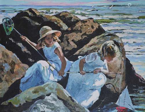 Sherree Valentine Daines, hand embellished canvas, Rockpool ...