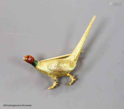 An early 20th century 9ct and polychrome enamel pheasant bro...