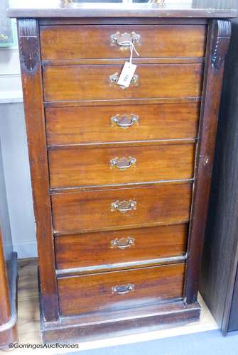 A victorian mahogany Wellington chest of seven drawers, 122 ...