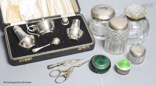 A collection of silver and plated items, including a Norwegi...