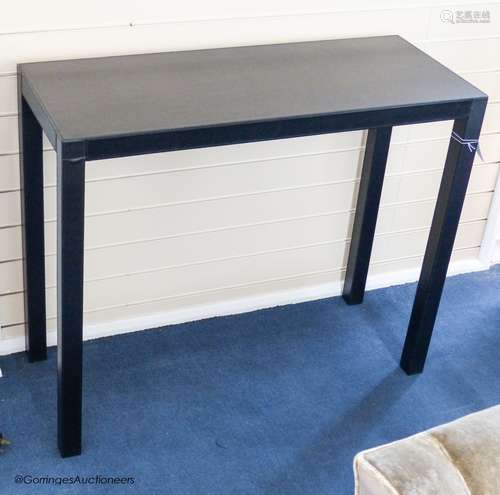 A contemporary black leather covered hall table, 100.5 cm lo...