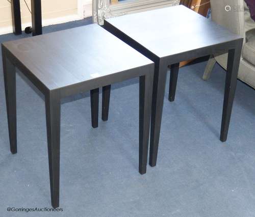 A pair of ebonised lamp tables, 45 cm wide, 55 cm highProven...