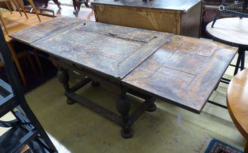 A 19th century Dutch oak extending refectory table, 212cm ex...