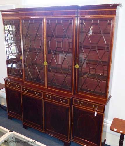 A 19th century and later satinwood banded mahogany breakfron...