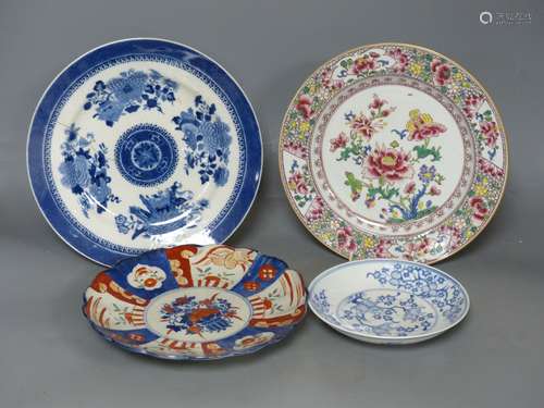 Four Chinese and Japanese plates, largest 28cm diameter