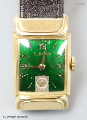 A gentleman's 1930's 10k gold filled Bulova manual wind wris...