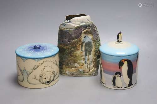 Two Sally Tuffin jars and covers for Dennis China Works, a K...