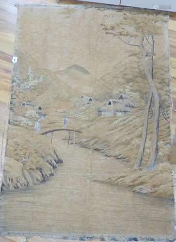 A large Japanese Meiji embroidery hanging