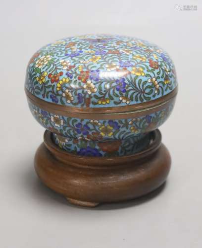 A 19th century Japanese blue ground cloisonne box on stand, ...