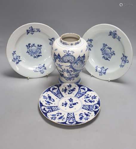 A mid-18th century Dutch Delft flower and fence-decorated bl...