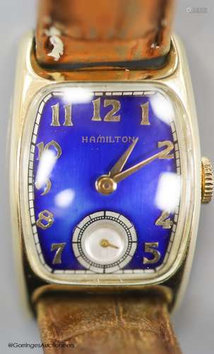 A gentleman's 1930's 14k gold filled Bulova manual wind wris...