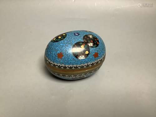 A Chinese cloisonne enamel egg shaped box and cover, early 2...