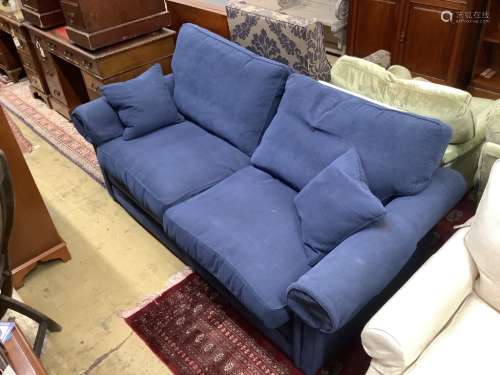 A modern blue fabric metal action two seater sofa bed, width...