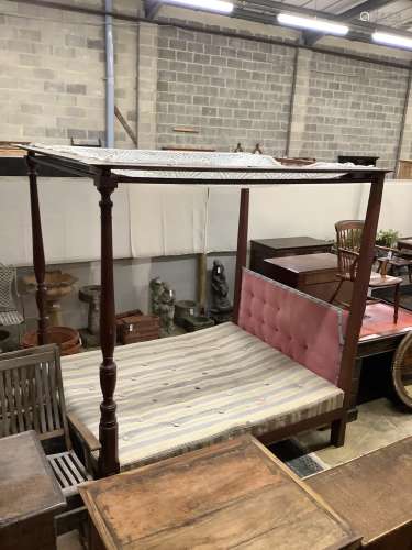 A Georgian style mahogany four poster bed, length 200cm, wid...