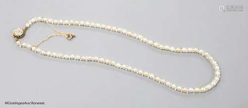 An early 20th century single strand cultured pearl and paste...