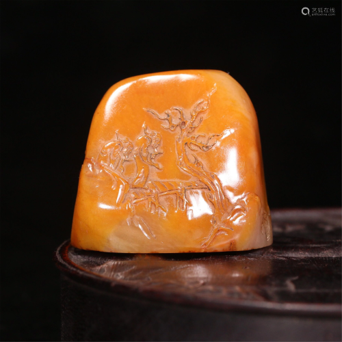 A CHINESE SOAPSTONE LANDSCAPE-AND-FIGURES SEAL