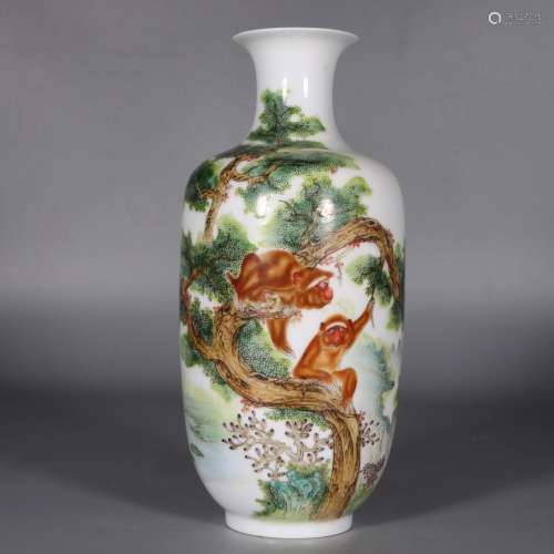 Chinese Qing Dynasty Kangxi Famille Rose Porcelain Bottle