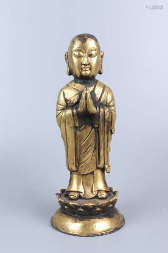 Chinese Bronze Gold Gilded Figure