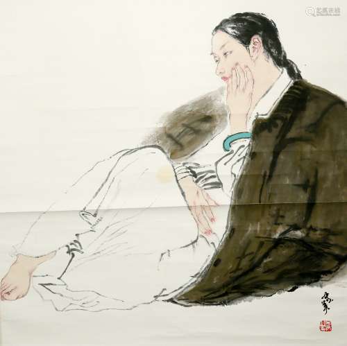 Chinese  Painting Of Figure - He Jiaying