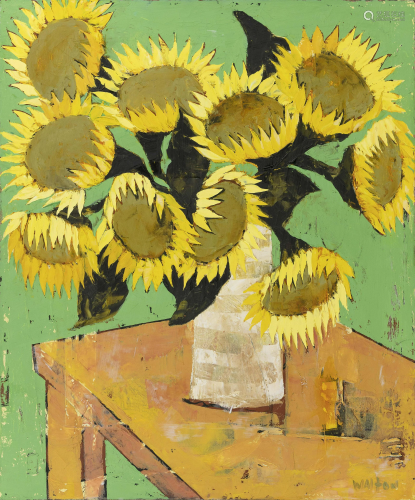 T.J. WALTON (Massachusetts, b. 1965), Sunflowers., Oil