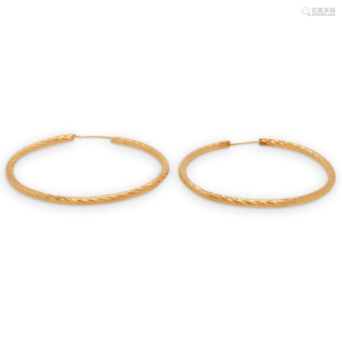 Pair 14k Gold Hoop Earrings