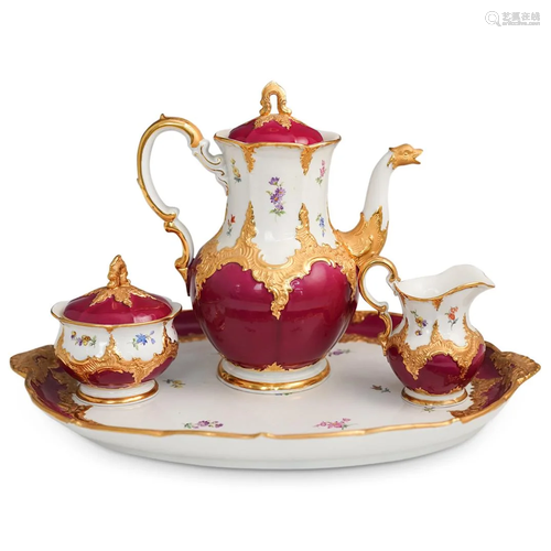 (4Pc) Meissen Porcelain Service Set