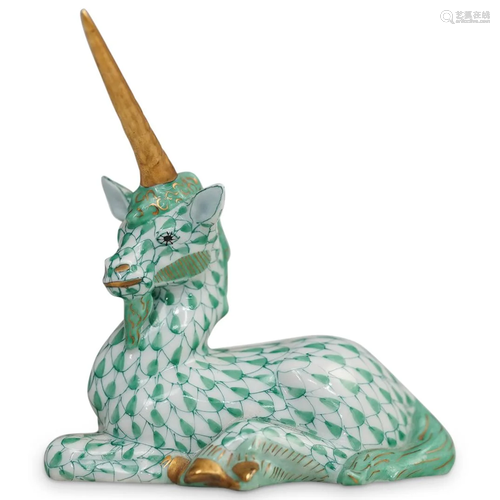 Herend Porcelain Green Fishnet Unicorn