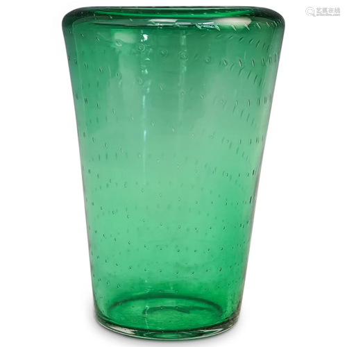 Mid Century Green Glass Vase