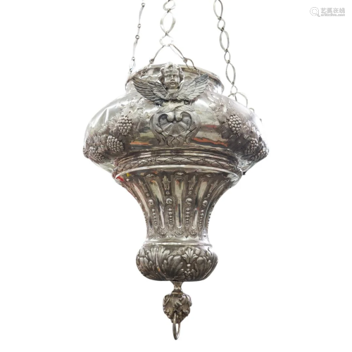Antique French Sterling Silver Pendant Fixture