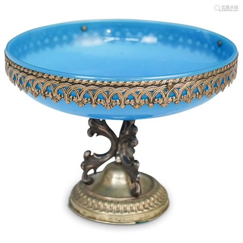 Silverplate & Glass Footed Centerpiece Tazza Bowl