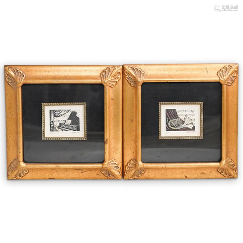 (2 Pc) Signed Musical Engravings