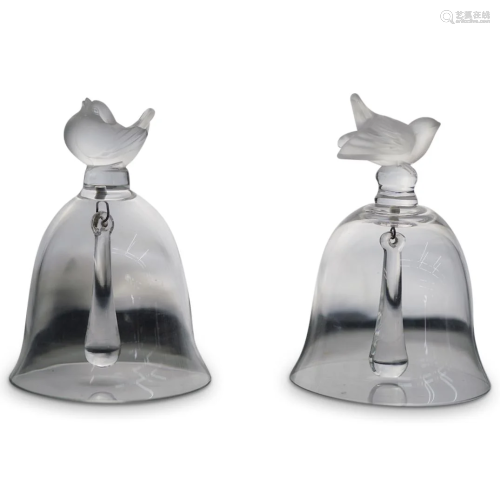 (2 Pc) Lalique Crystal Dinner Bells